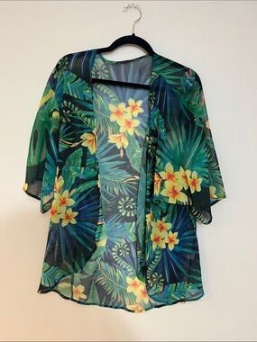 Women’s Tropical Floral Sheer Kimono Cardigan